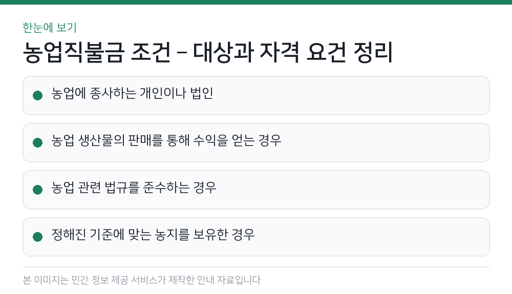 농업직불금 조건 – 대상과 자격 요건 정리 한눈에 보기