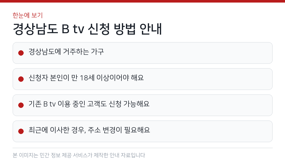 경상남도 B tv 신청 방법 안내 한눈에 보기