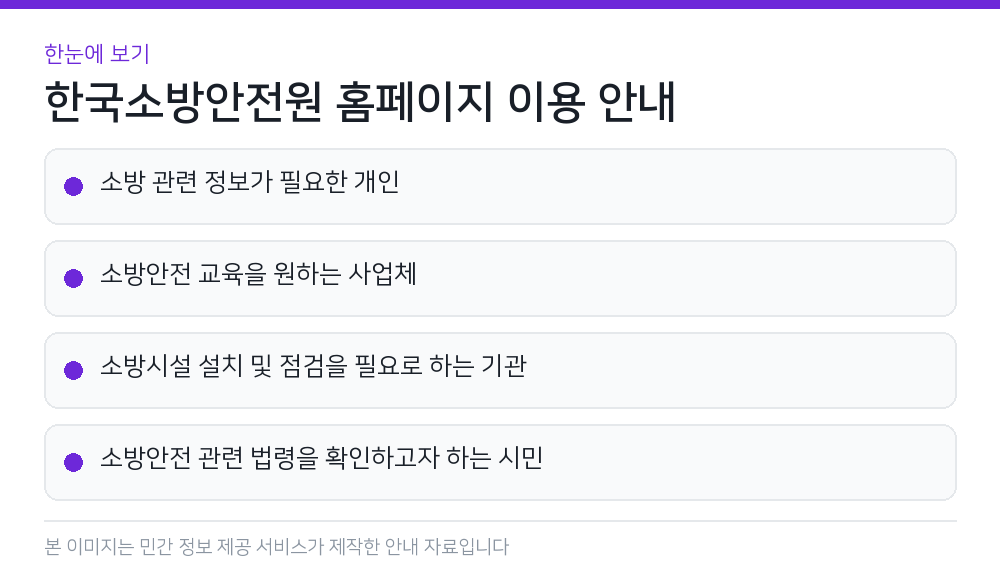 한국소방안전원 홈페이지 이용 안내 한눈에 보기